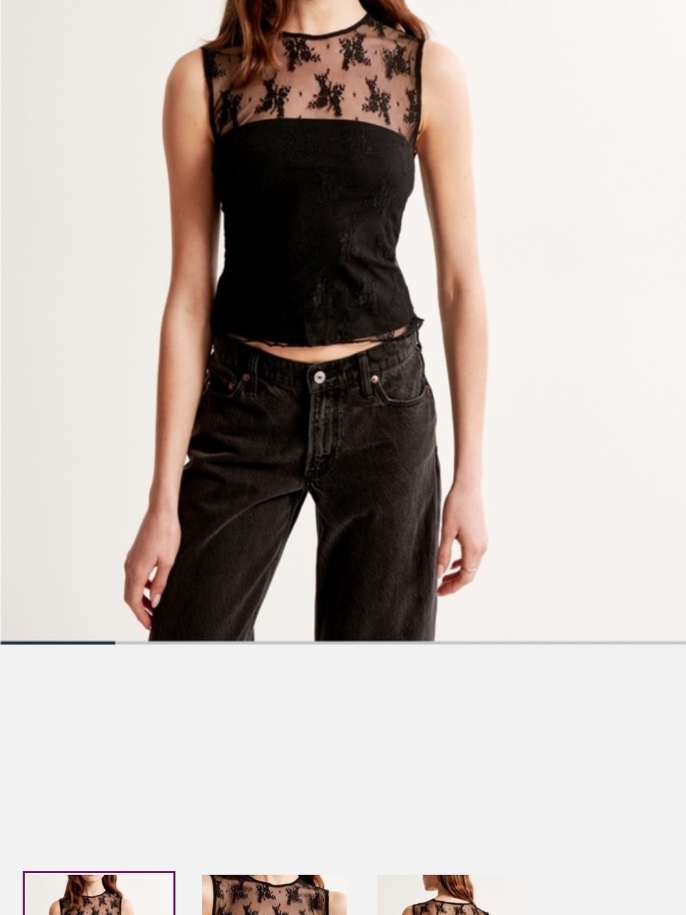 Abercrombie & Fitch Black Lace-Overlay Sleeveless Top